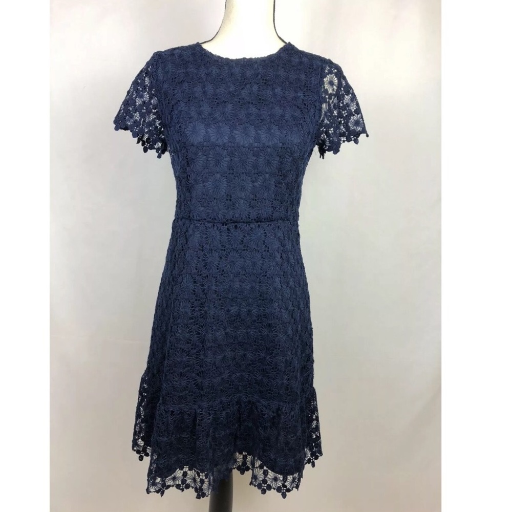 Sail to Sable Women's Navy Blue Lace A-Line Dress